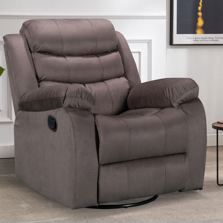 Loudell Upholstered Velvet Recliner Chair 360 Degree Swivel Rocker Recliner with Heat and Massage